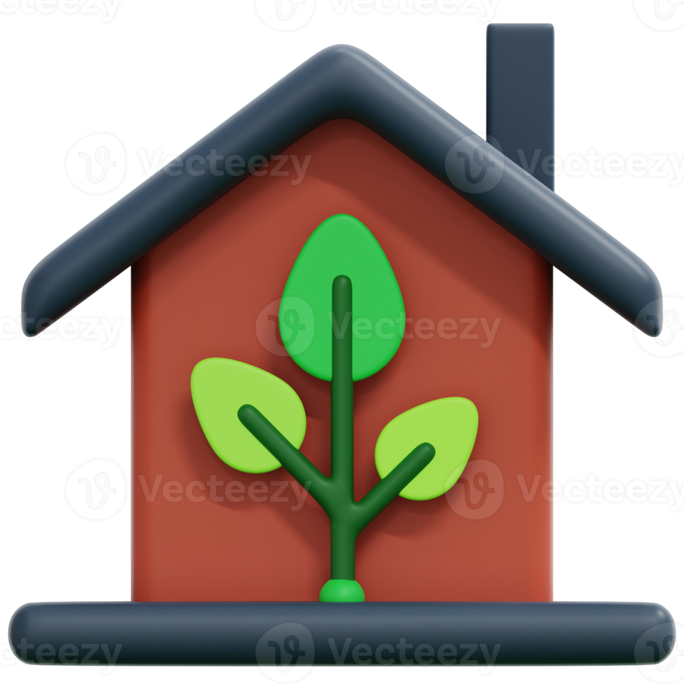 eco house 3d render icon illustration png