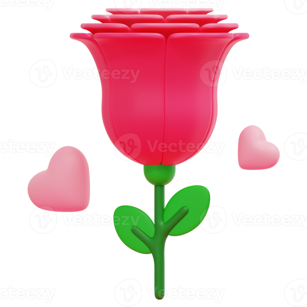 rose 3d render icon illustration png