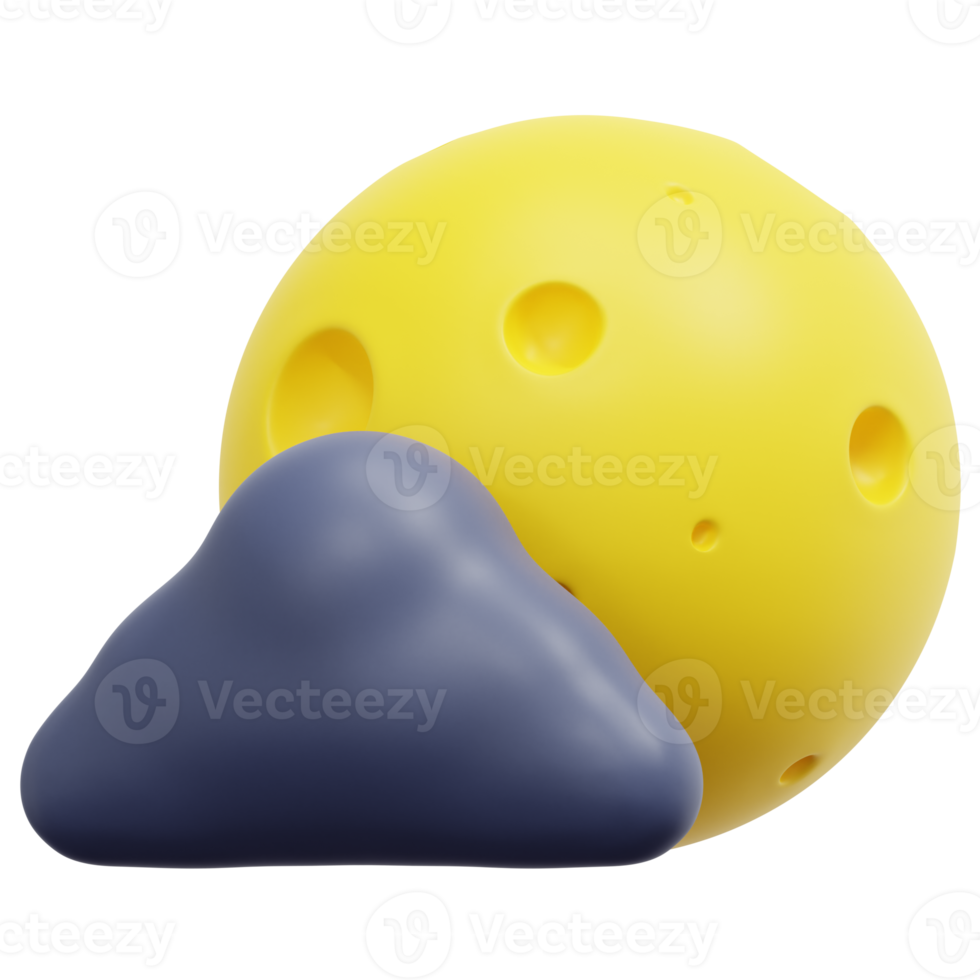 cloudy night 3d render icon illustration png