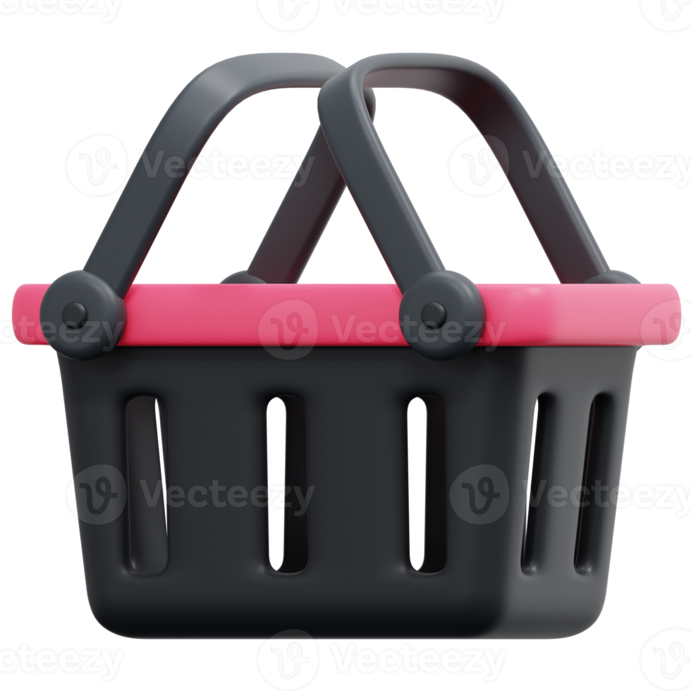 basket 3d render icon illustration png
