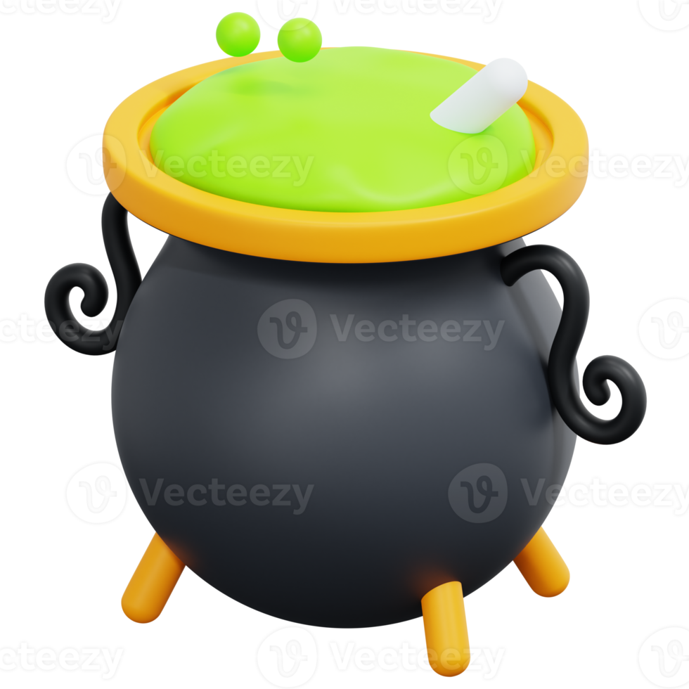 cauldron 3d render icon illustration png