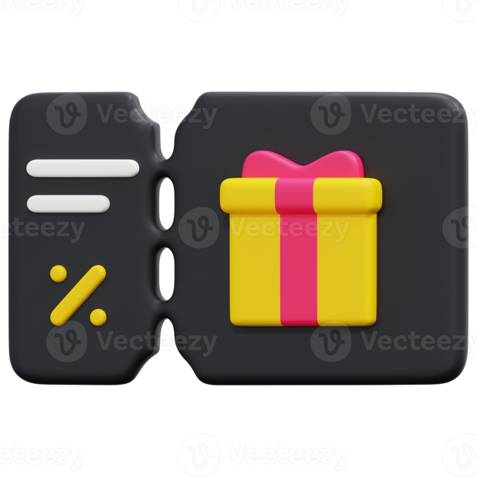 gift voucher 3d render icon illustration png