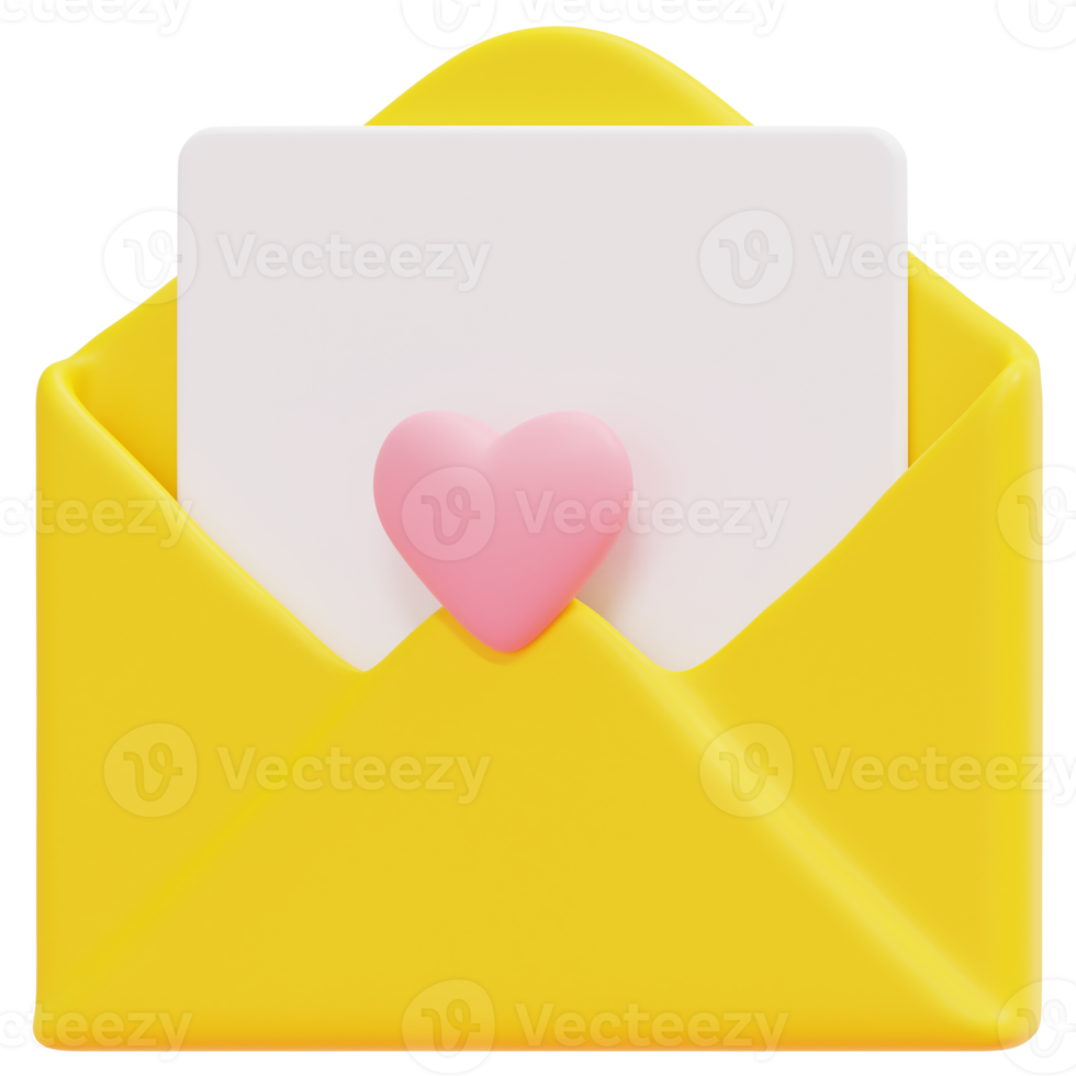 love letter 3d render icon illustration png