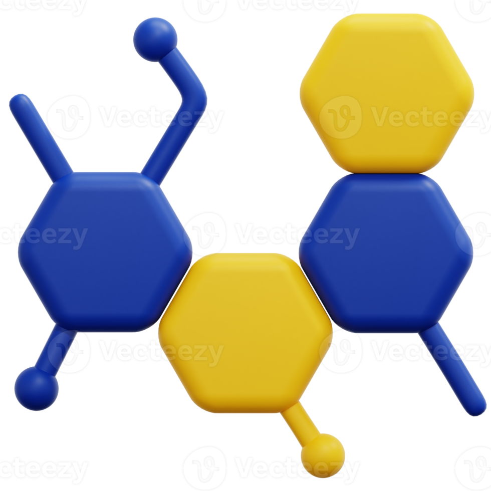 molecular 3d render icon illustration png