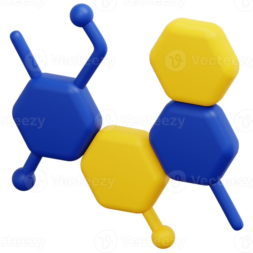 molecular 3d render icon illustration png