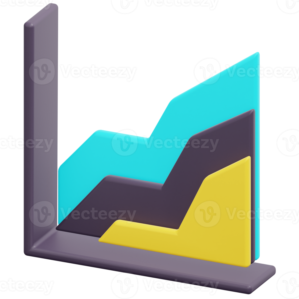 gráfico de área ilustração de ícone de renderização 3d png