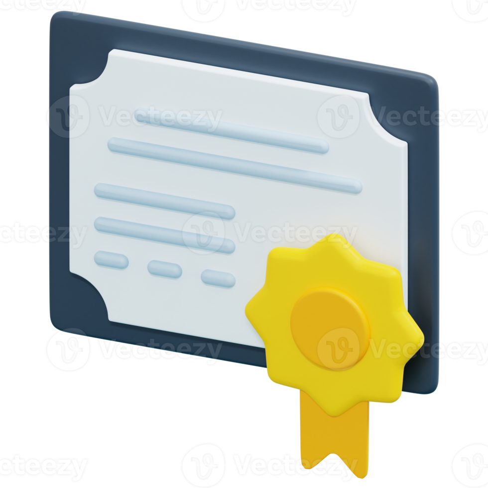 certificate 3d render icon illustration png