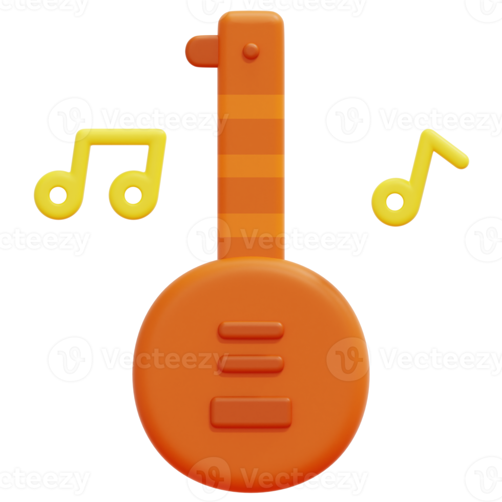 sitar 3d render icon illustration png