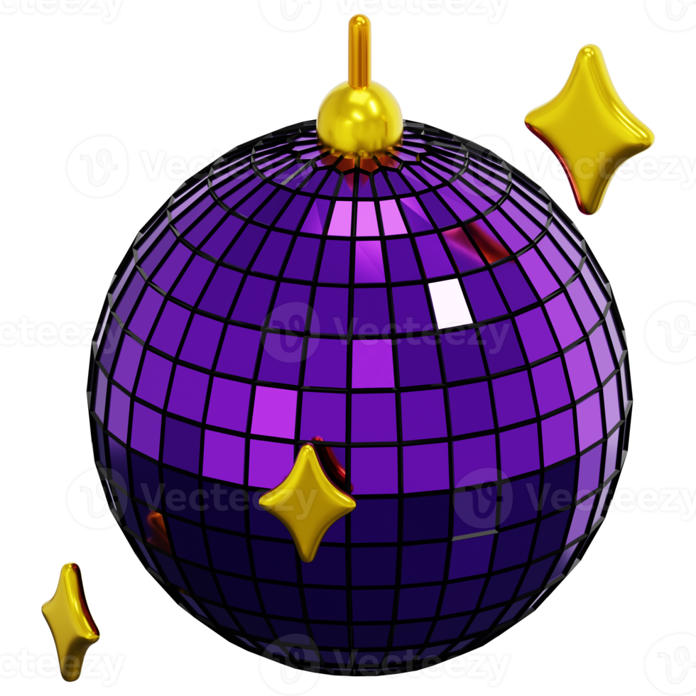 disco ball 3d render icon illustration png