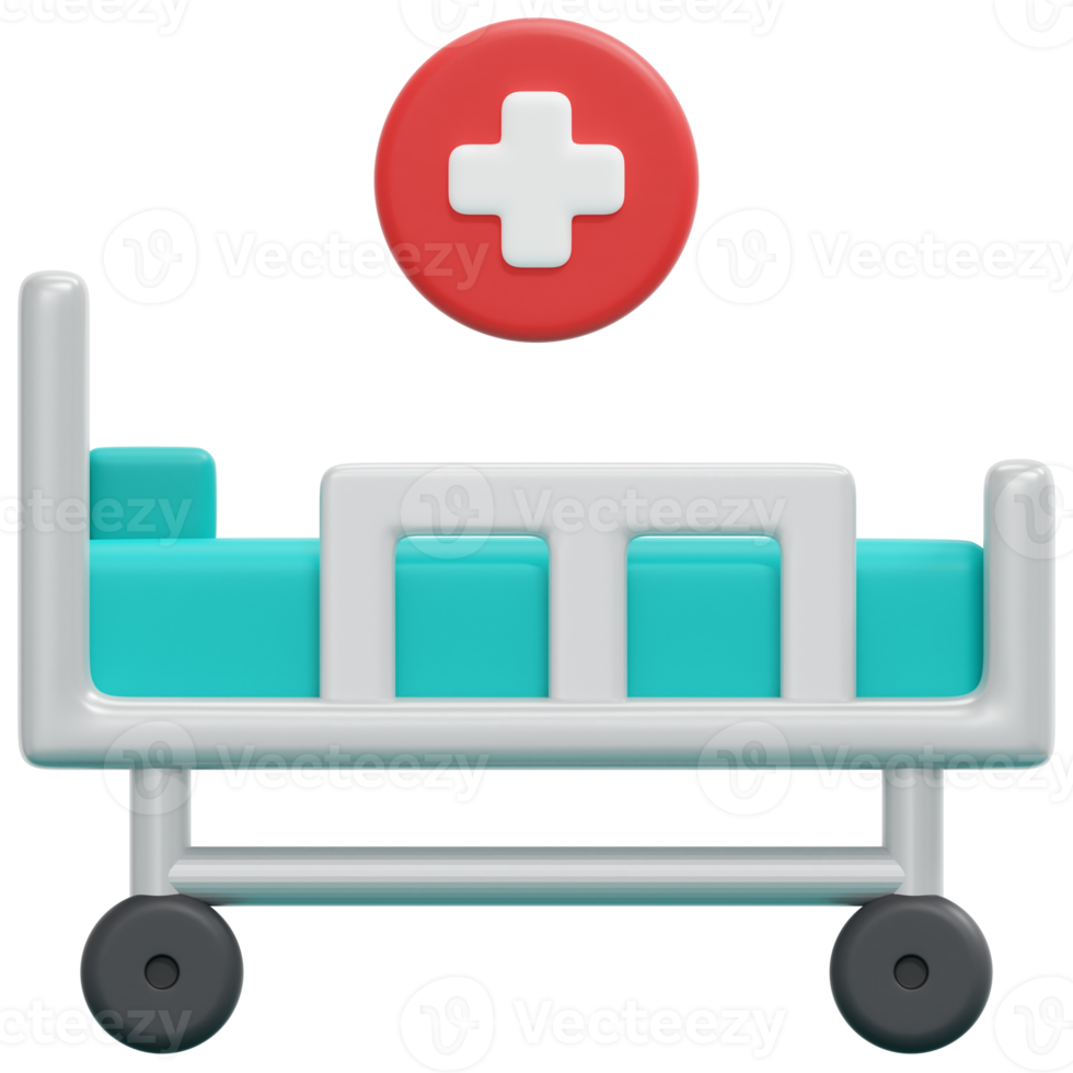 ilustração de ícone de renderização 3d de cama de hospital png