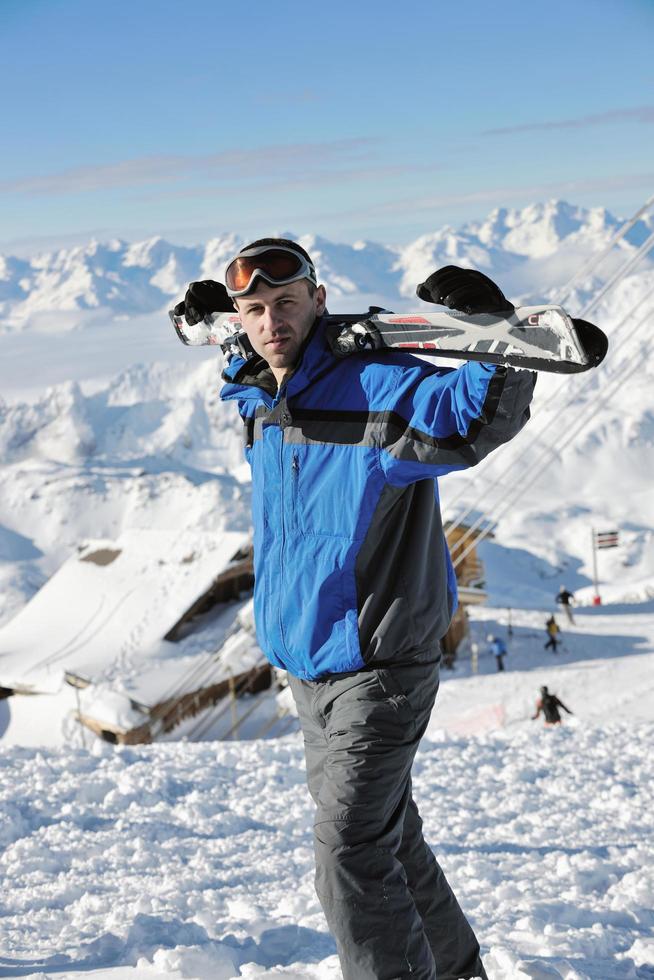 people group on snow at winter season photo