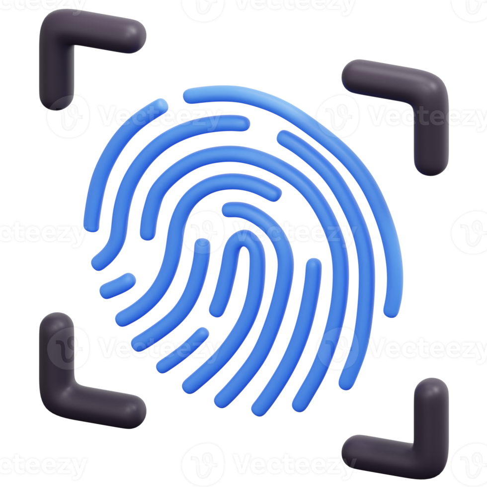 fingerprint 3d render icon illustration png