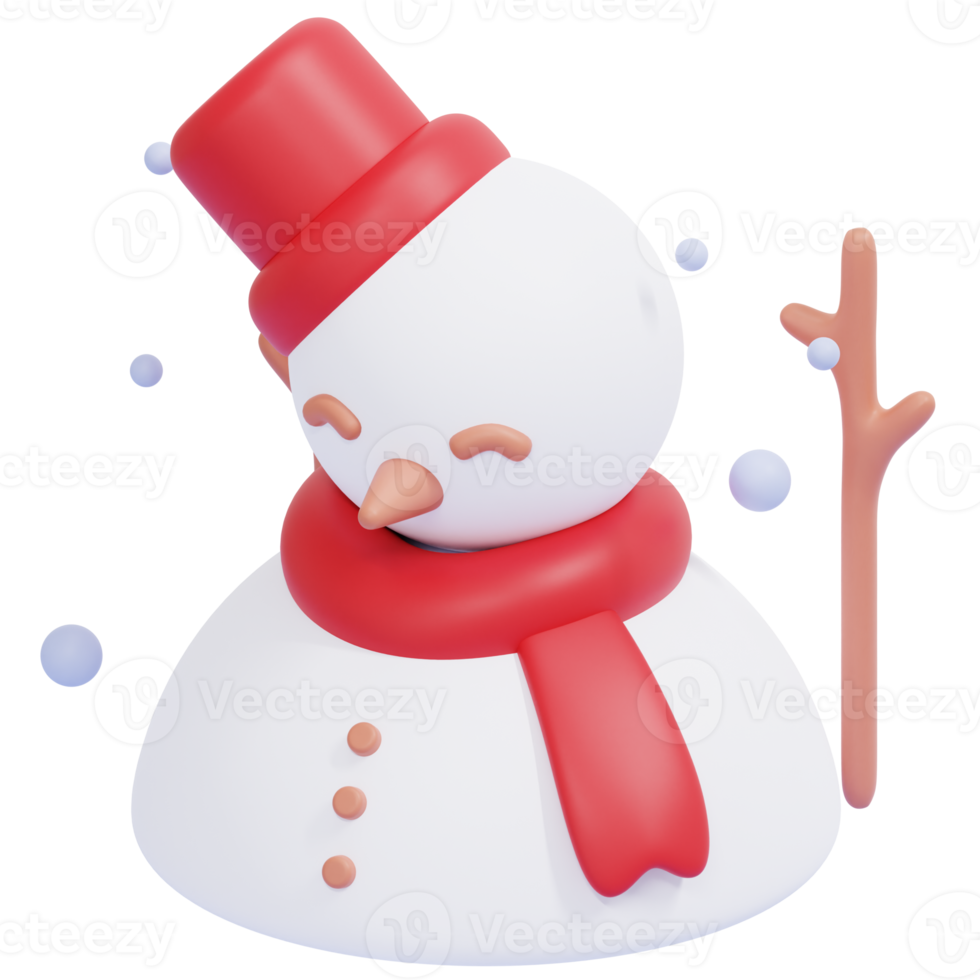 snowman 3d render icon illustration png