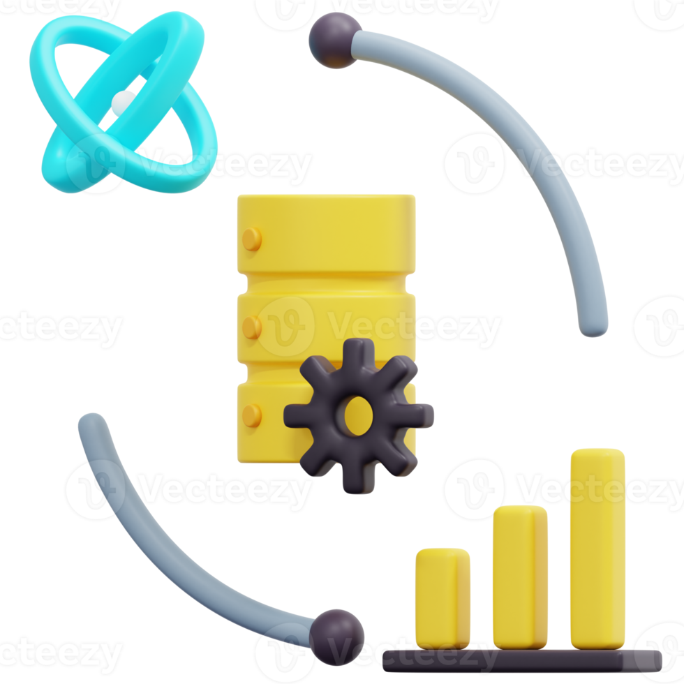 data science 3d render icon illustration png