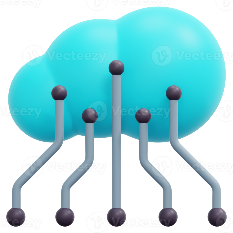 cloud data 3d render icon illustration png