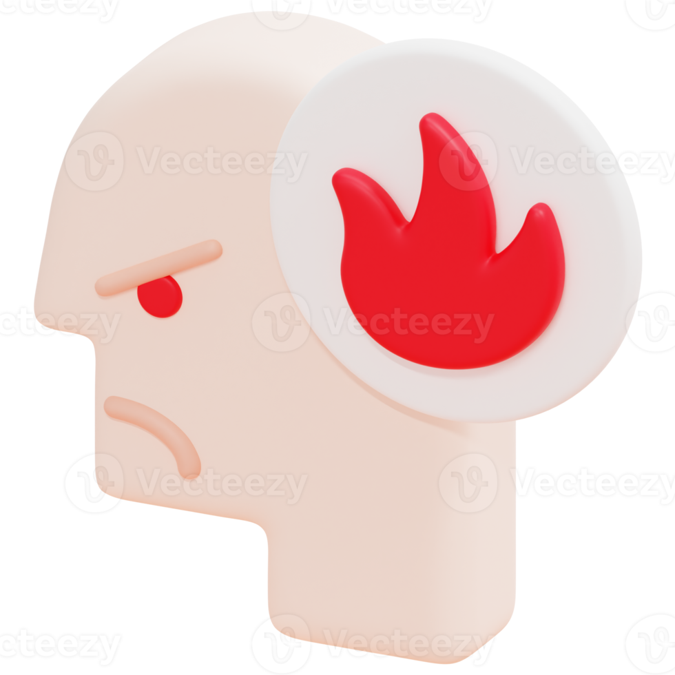 angry 3d render icon illustration png