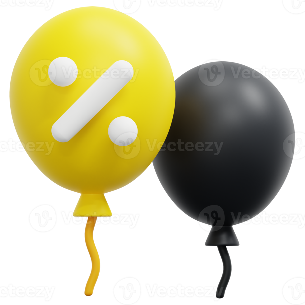 descuento globos 3d render icono ilustración png