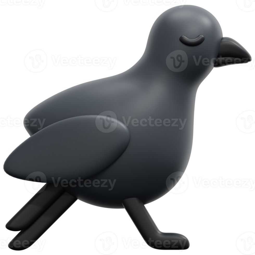 raven 3d render icon illustration png