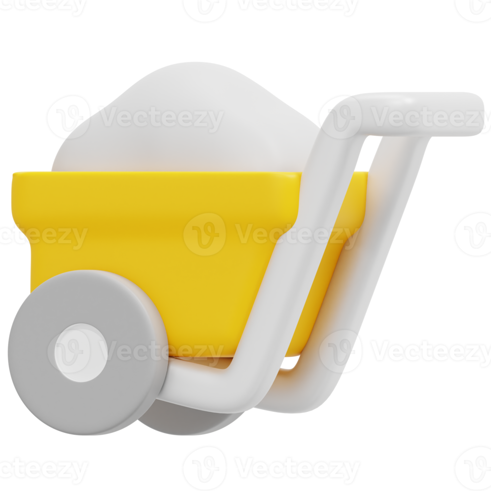 wheelbarrow 3d render icon illustration png