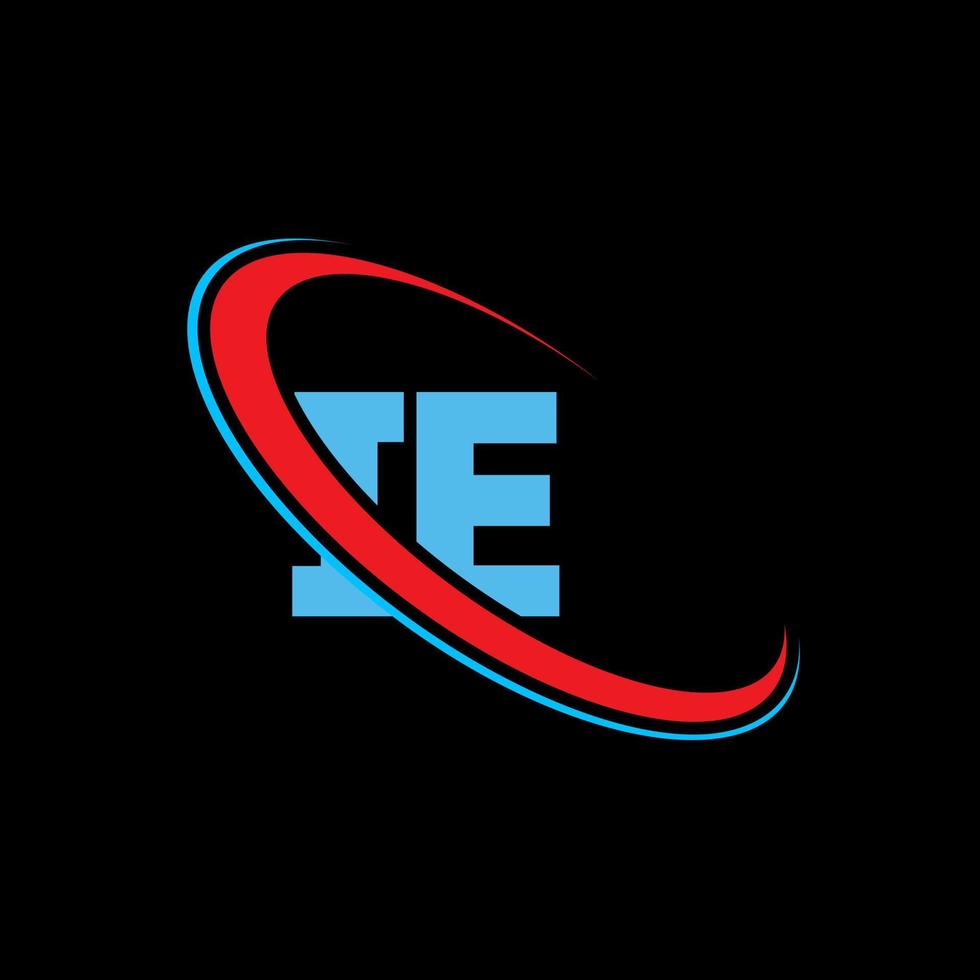 IE logo. IE design. Blue and red IE letter. IE letter logo design. Initial letter IE linked circle uppercase monogram logo. vector
