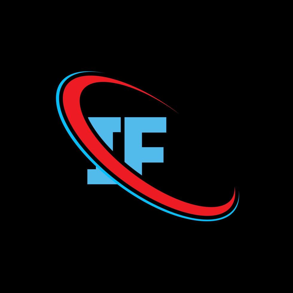 IF logo. IF design. Blue and red IF letter. IF letter logo design. Initial letter IF linked circle uppercase monogram logo. vector