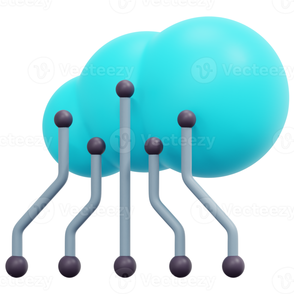 ilustración de icono de procesamiento 3d de datos en la nube png