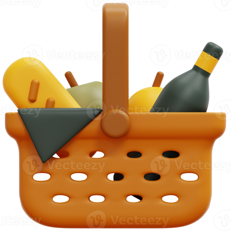 basket 3d render icon illustration png