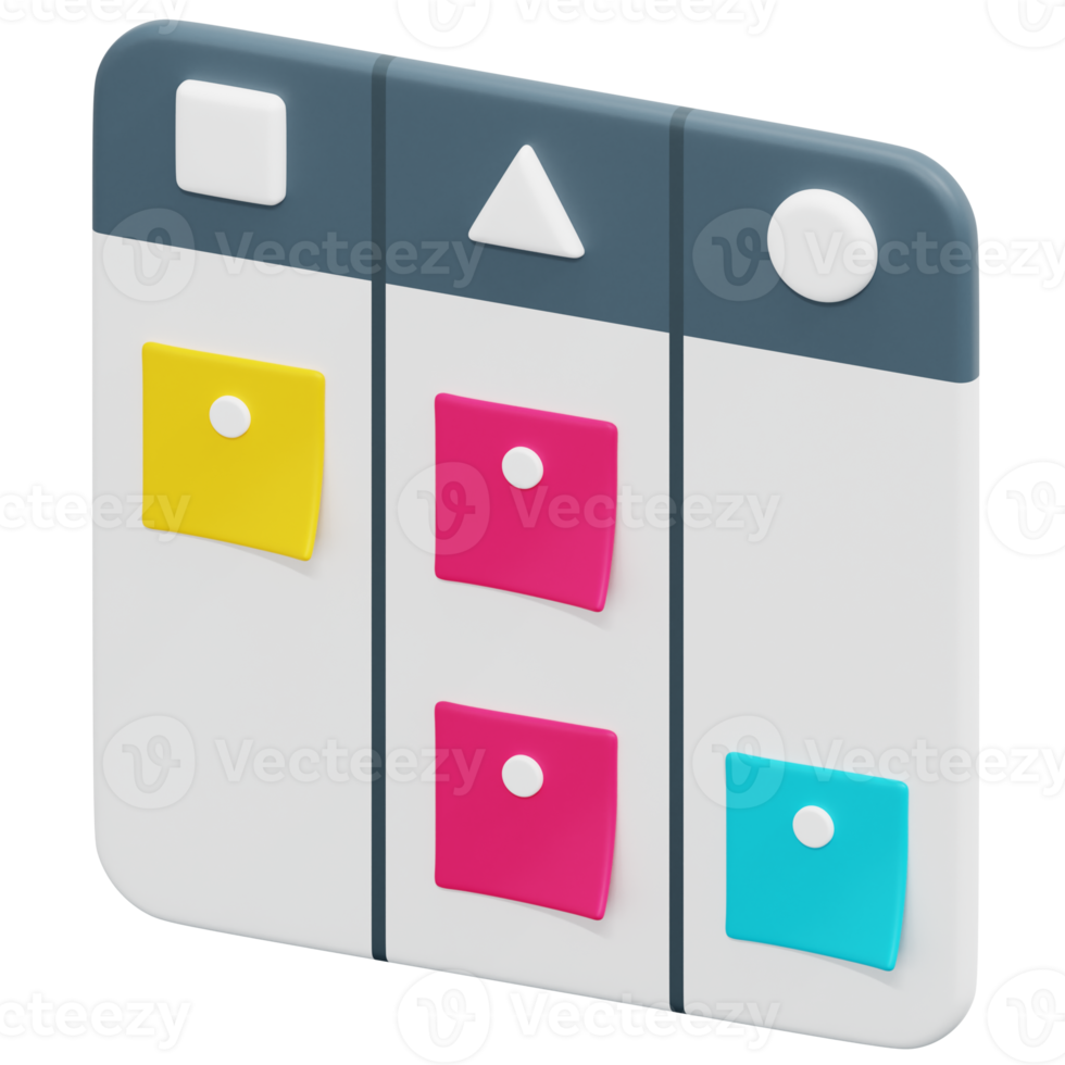 kanban 3d render icon illustration png