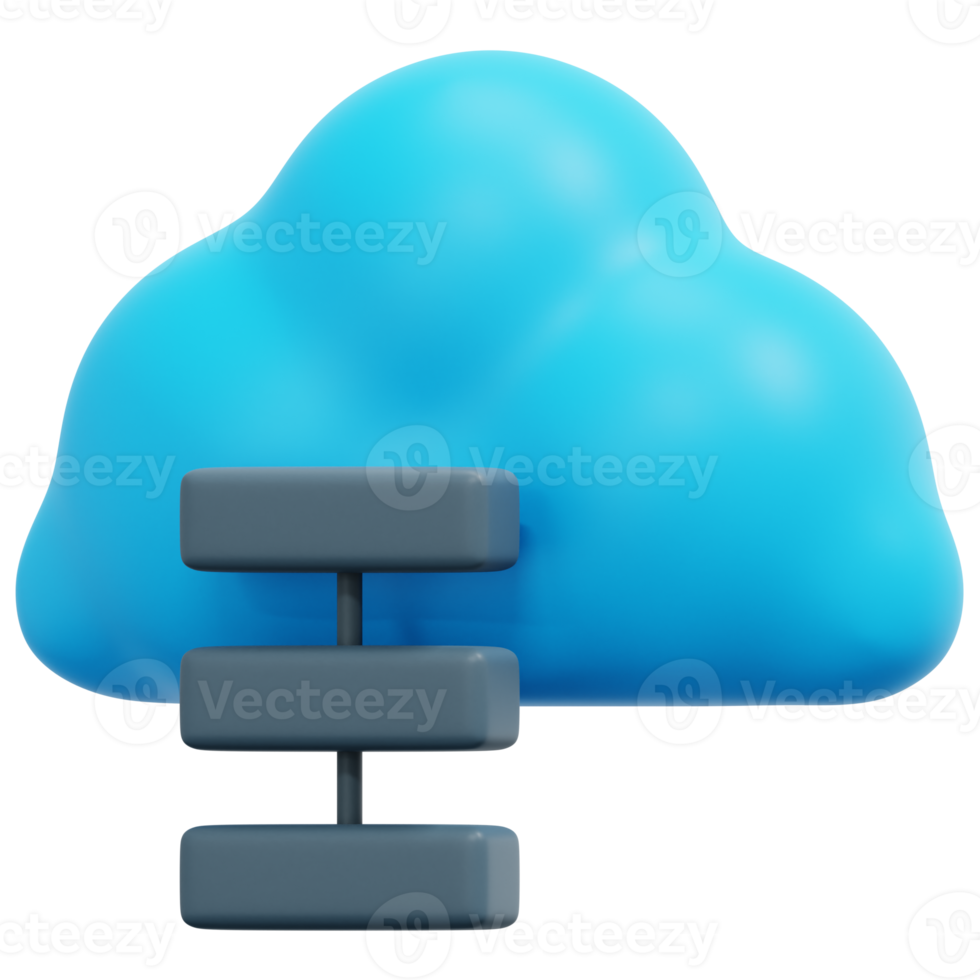 cloud processing 3d render icon illustration png