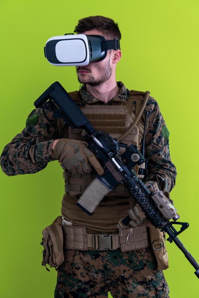 soldier virtual reality green background photo