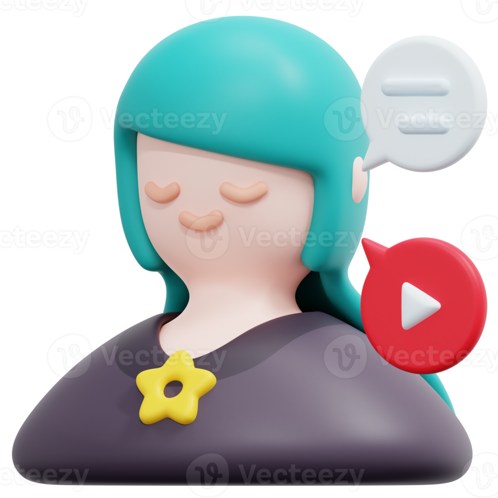 influencer 3d render icon illustration png