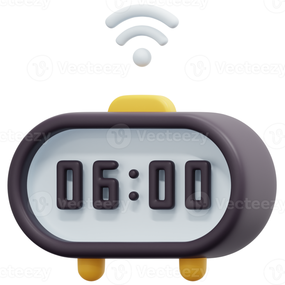 digital alarm clock 3d render icon illustration png