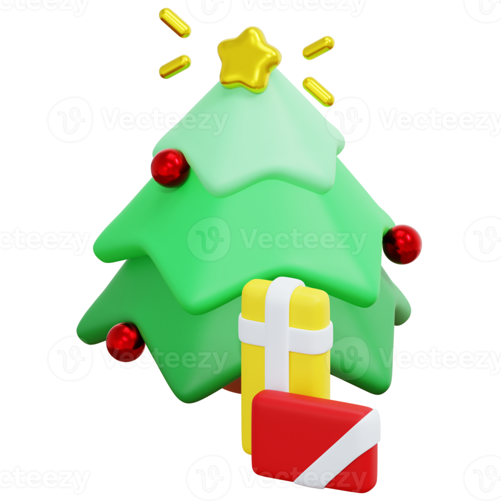 christmas tree 3d render icon illustration png