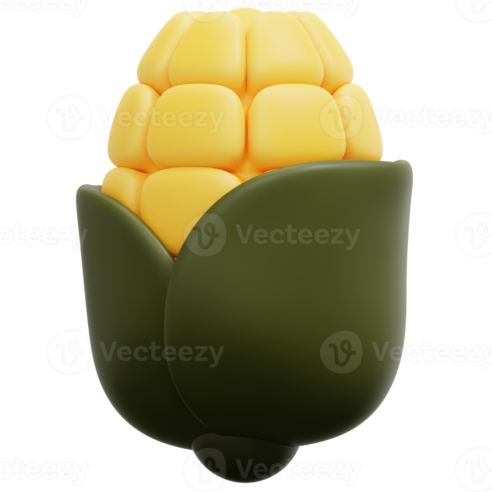 corn 3d render icon illustration png