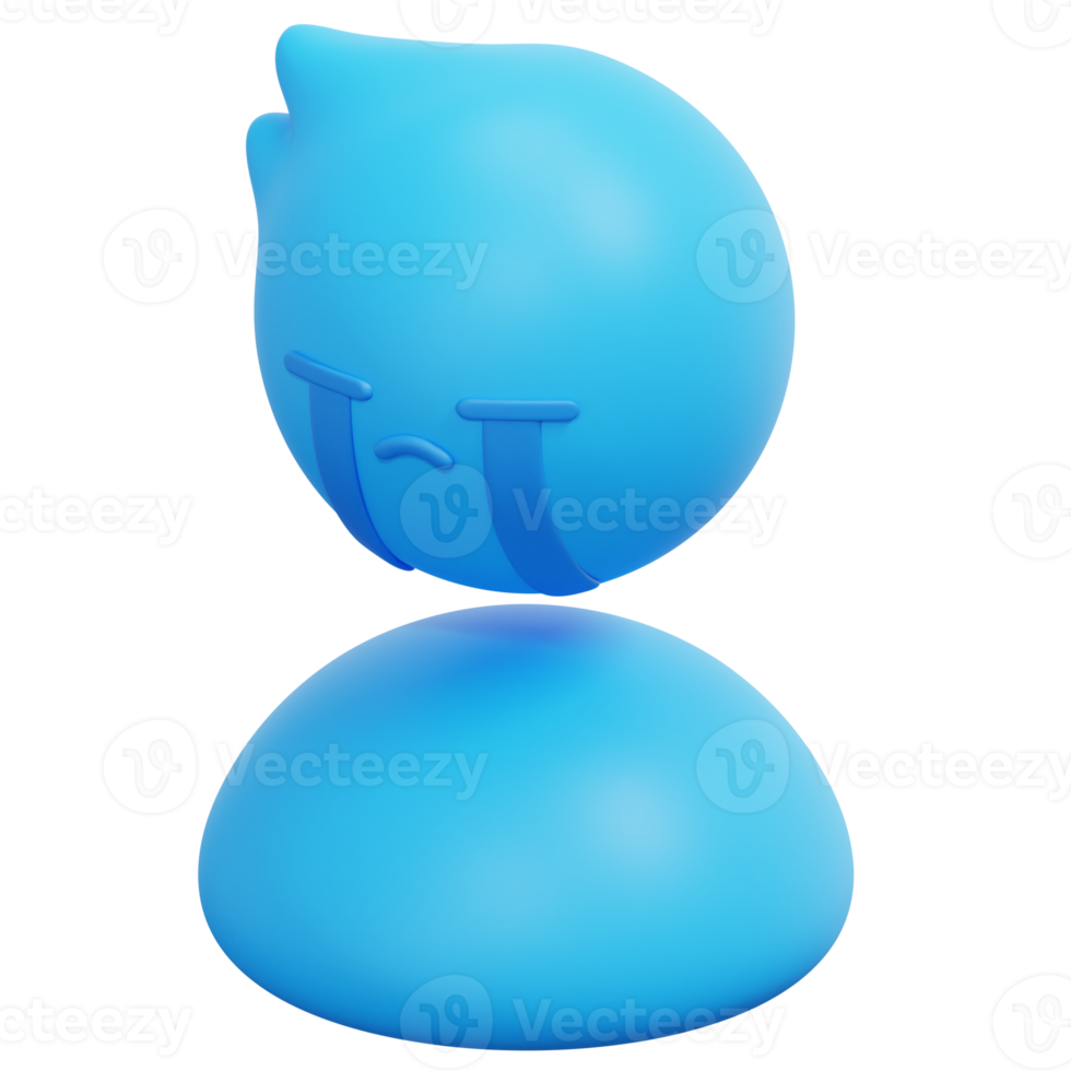 sad 3d render icon illustration png