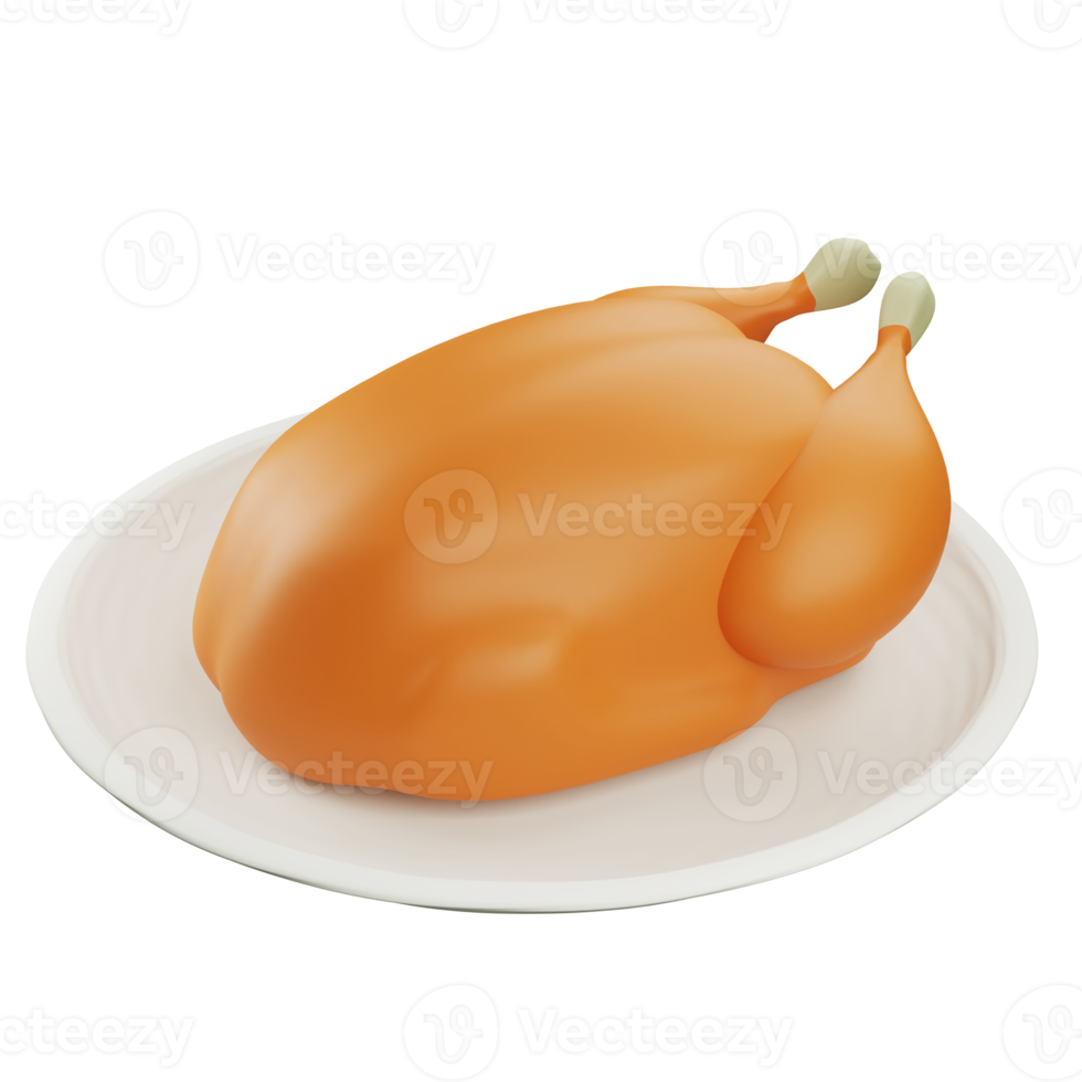 3d interpretazione arrosto pollo su trasparente sfondo png