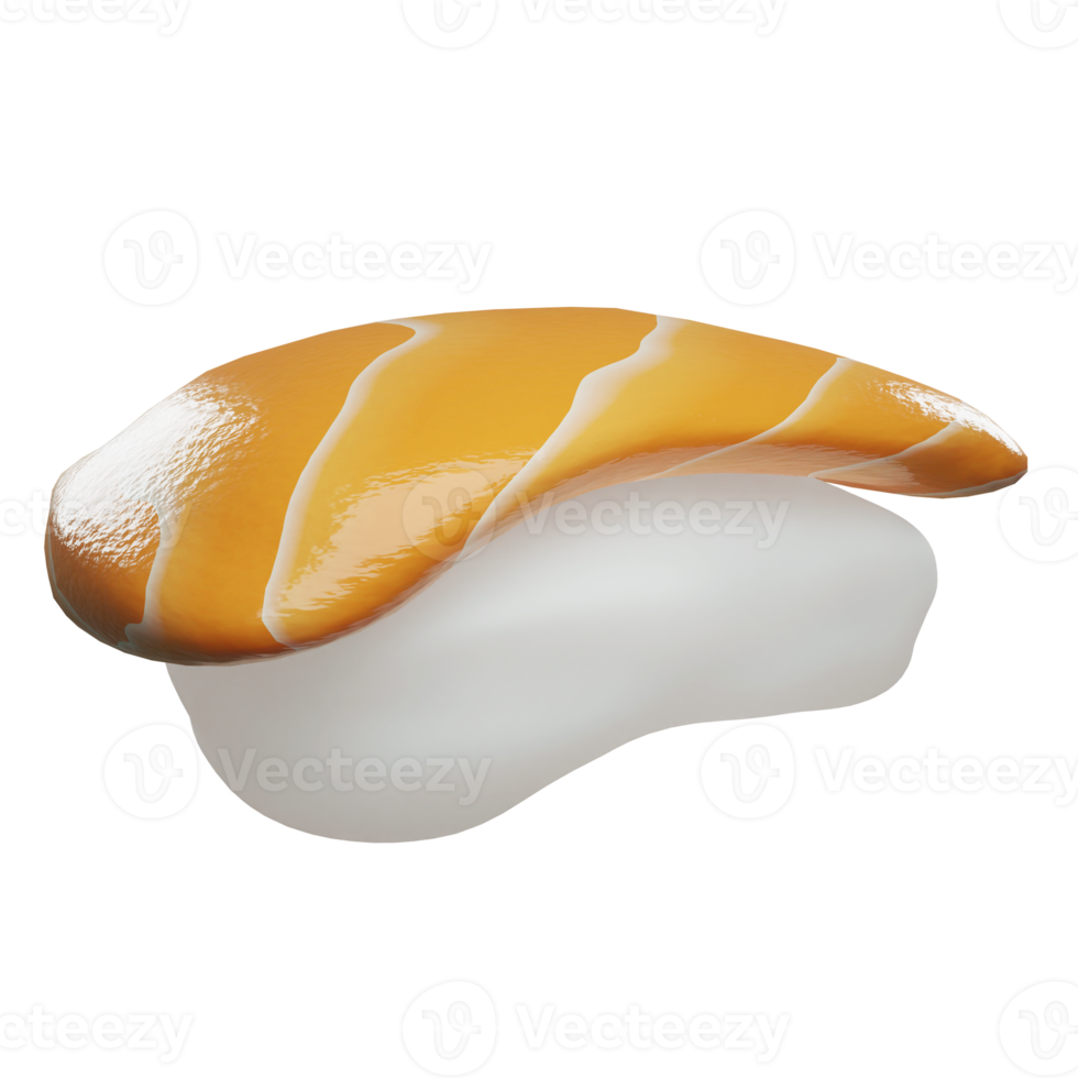 3D rendering simply design salmon sushi on transparent background png