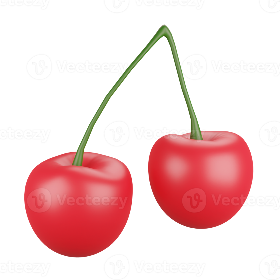 3D rendering cherry on transparent background png