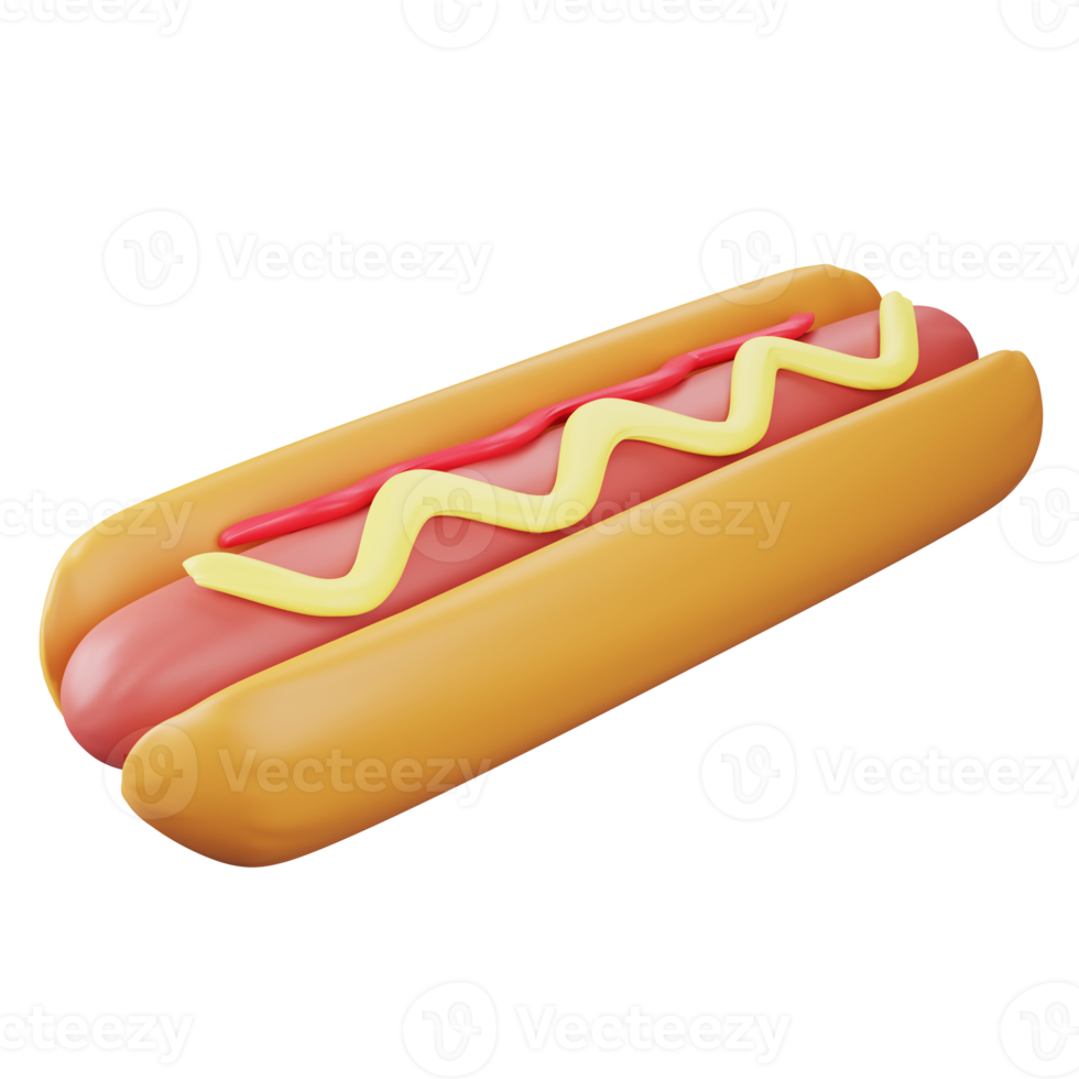 3d interpretazione hot dog su trasparente sfondo png