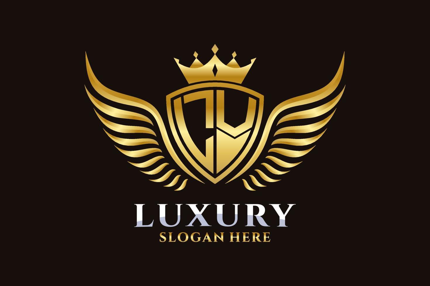 Luxury royal wing letter lv crest gold color logo Vector Image