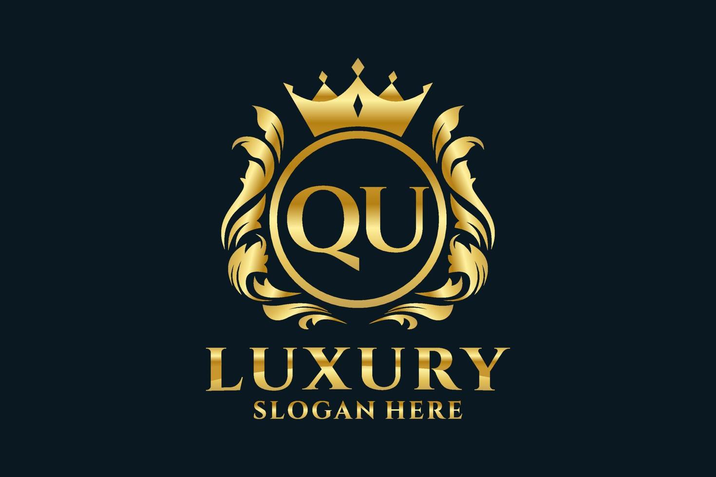 Initial QU Letter Royal Luxury Logo template in vector art for luxurious branding projects and other vector illustration.