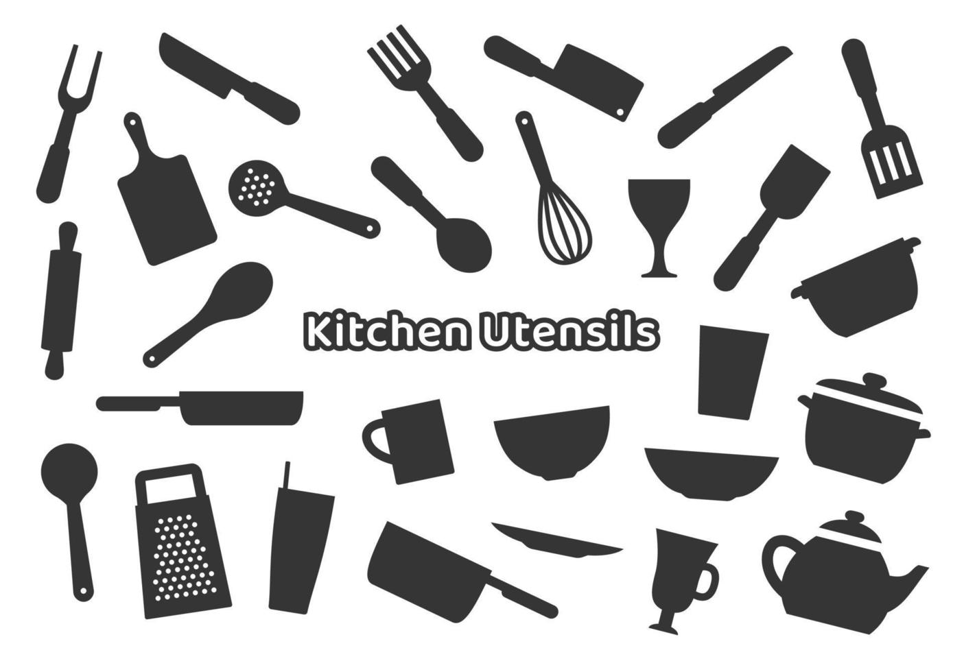 Kitchen utensils icon bold collection vector