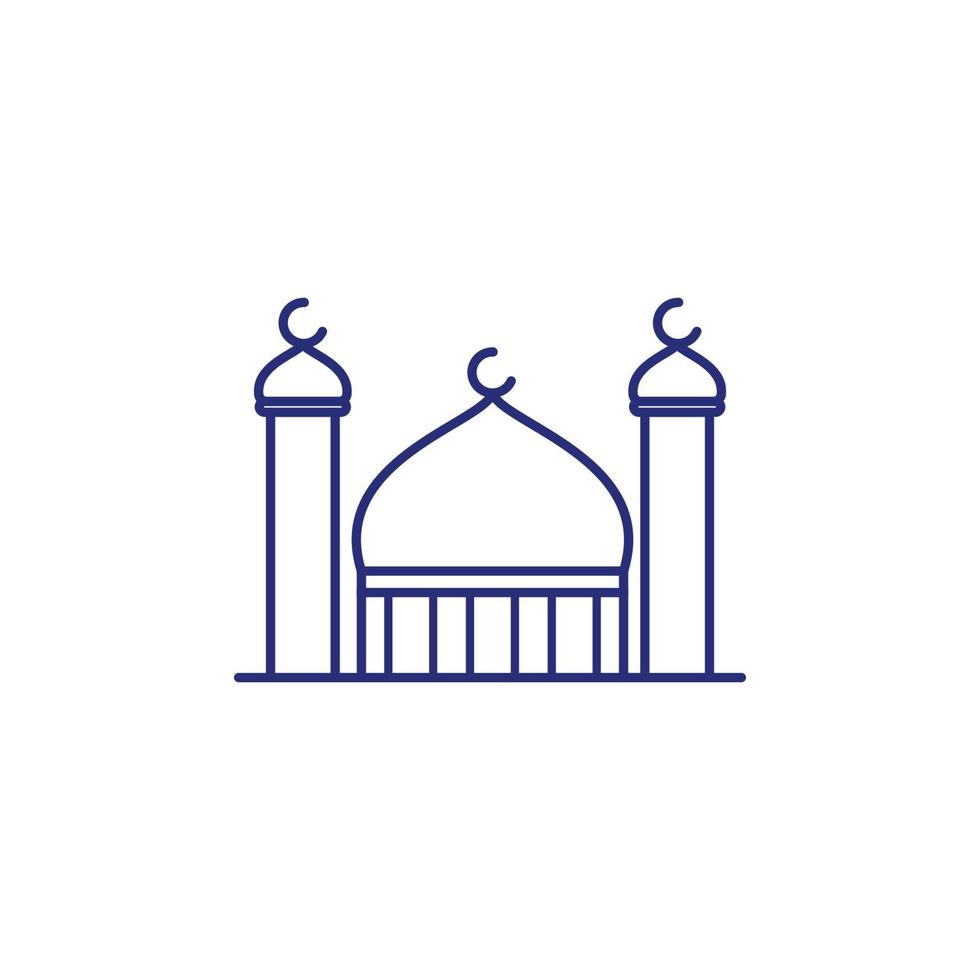 Mosque with two towers in rounded line illustration vector