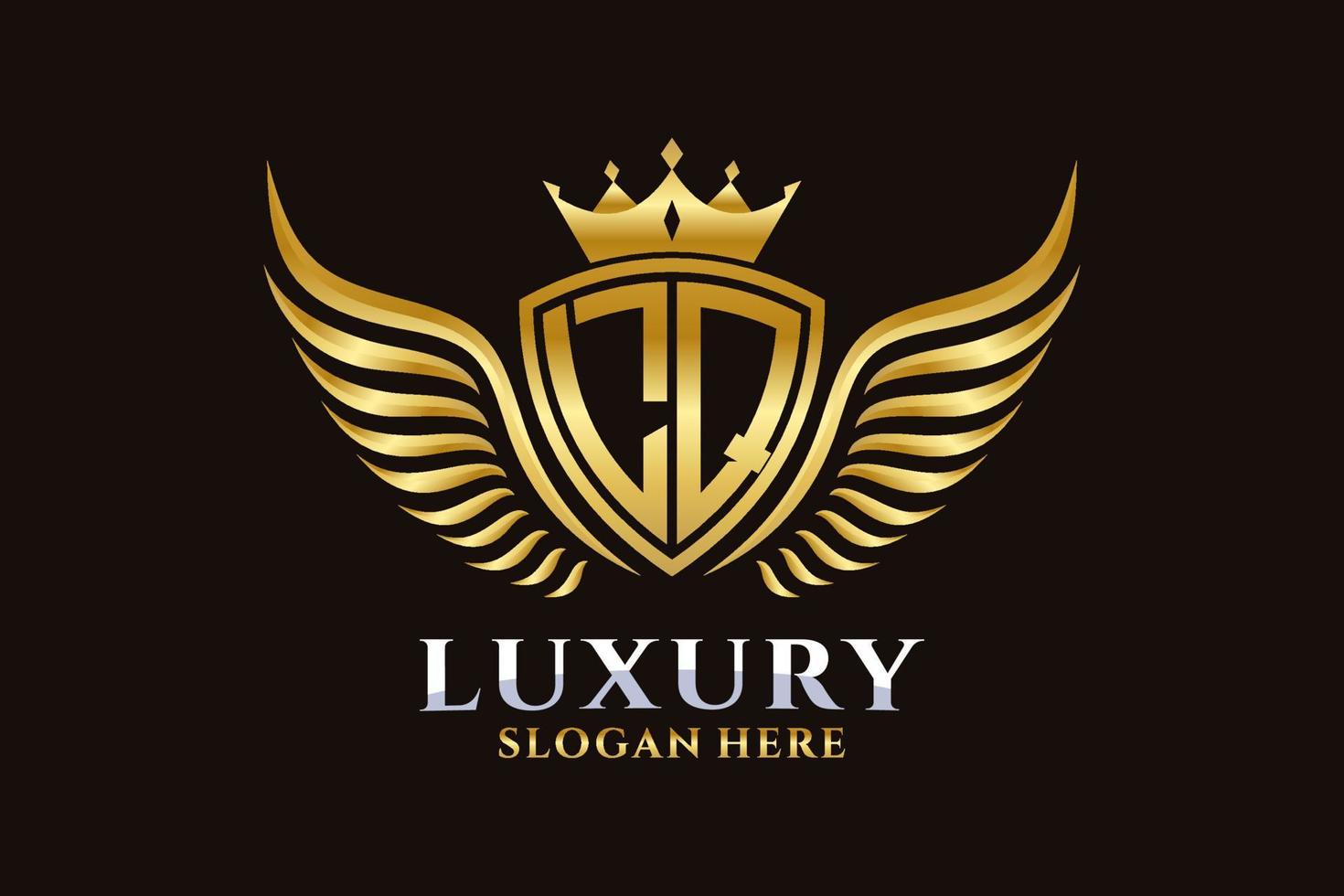 Luxury royal wing Letter LQ crest Gold color Logo vector, Victory logo, crest logo, wing logo, vector logo template.