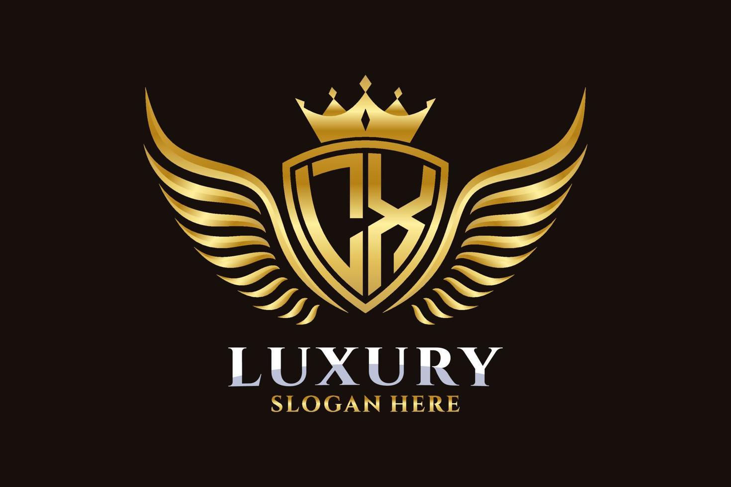 Luxury royal wing Letter LX crest Gold color Logo vector, Victory logo, crest logo, wing logo, vector logo template.