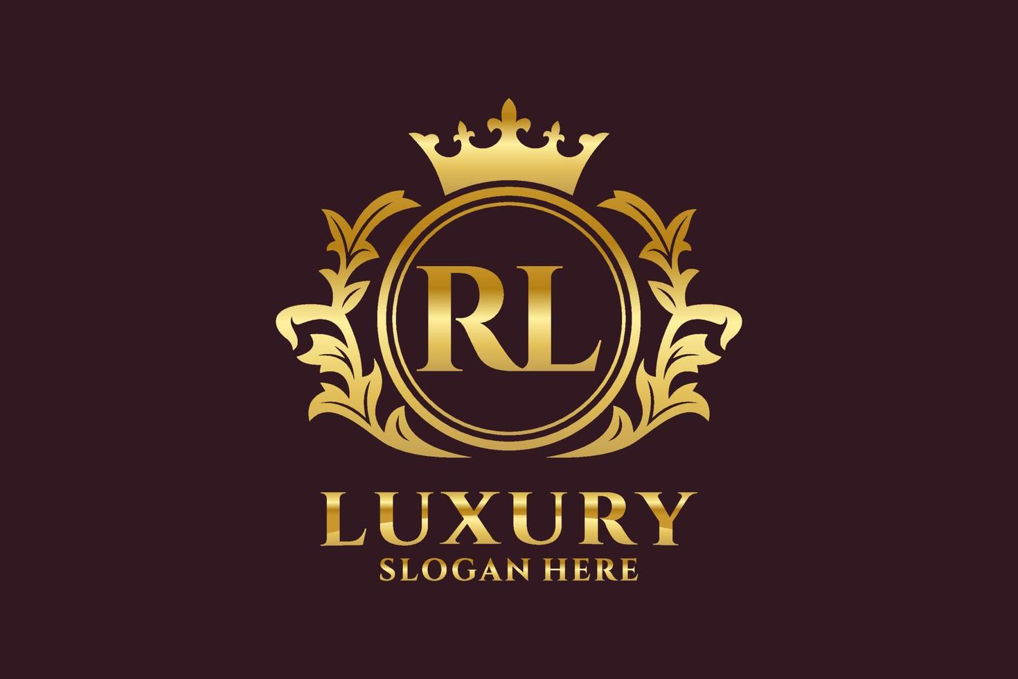 plantilla de logotipo de lujo real con letra rl inicial en arte vectorial para proyectos de marca de lujo y otras ilustraciones vectoriales. vector