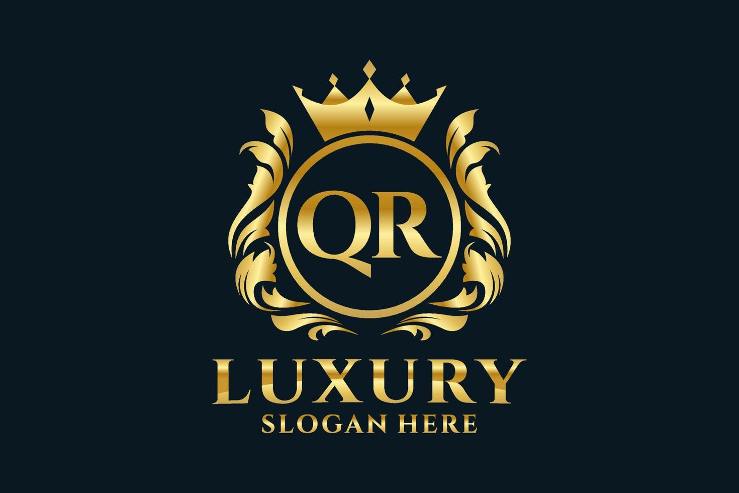 Initial QR Letter Royal Luxury Logo template in vector art for luxurious branding projects and other vector illustration.
