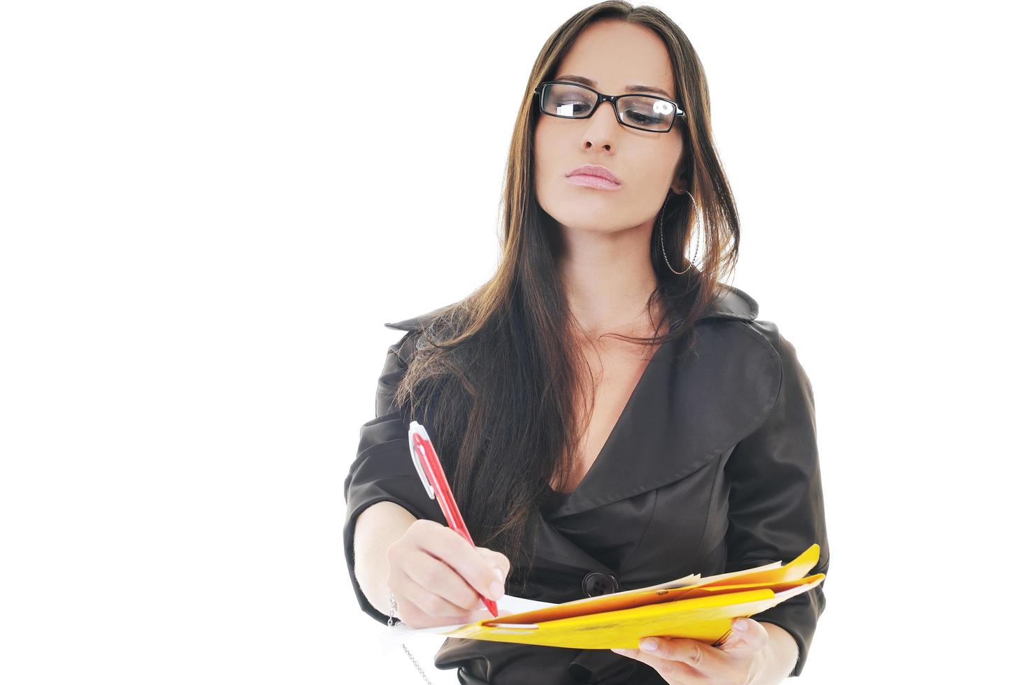 business woman hold papers and folder photo