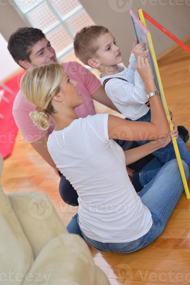family drawing on school board at home photo