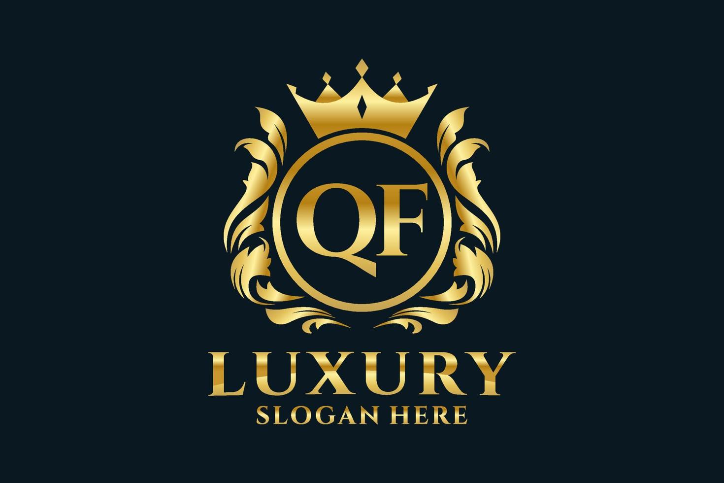 Initial QF Letter Royal Luxury Logo template in vector art for luxurious branding projects and other vector illustration.